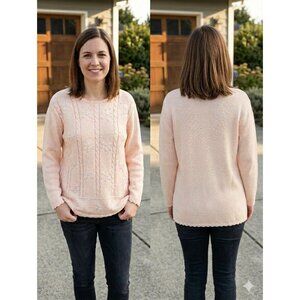 VTG Spice of Life Sweater S Pink Beaded Snowflake Ramie Cotton 90s Cottagecore